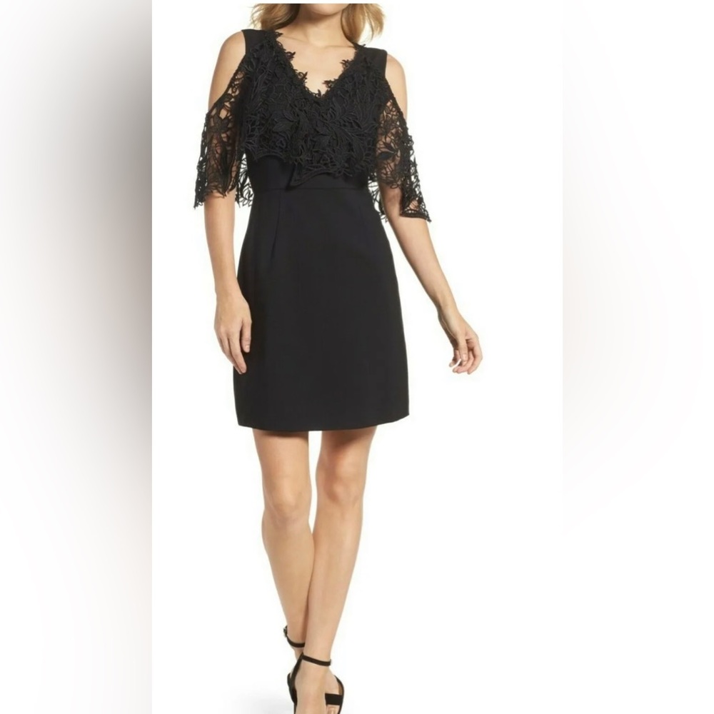 NWT Kobi Halperin Cold Shoulder V-Neck Sheath Dress-Black Size 2